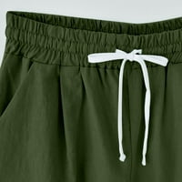 Žene Ležerne prilike Bermuda kratke trake za struk pamučne posteljine staze za staze za odmor udobne kratke hlače