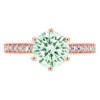 1.71ct okrugli rez zeleni simulirani dijamant 18k 18K ruža Gold Goldivers Angažman prsten veličine 7