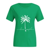Gotyoou ženski vrhovi ljetni vrhovi za žene plaža Tree Print kratki rukav Thirt casual hawaiian resort top zeleni xxl