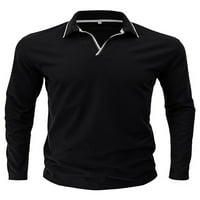 Muškarci T majice Solid Boja vrhovi V izrez Polo majica Redovna Fit Tee Tenis Bluza Black XL