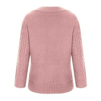 Ženski kardigan džemperi moderni fit džemper pulover praznici V-izrez slatki džemperi za žene ružičaste