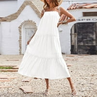 Clearsance Ljetne haljine za žene Dužina bez rukava Modni maxi Solid Halter Haljina bijela XL