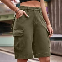 Jsaierl Teretne kratke hlače za žene Ležerne prilike ravne cilindrične kratke hlače za više džepa Srednjove struka