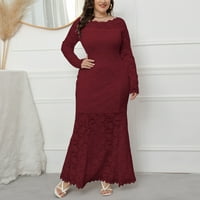 Ženske maxi haljine o izrez cvjetna čipka plus veličina dugačka haljina sa partijom
