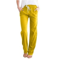 Ženske konusne hlače posteljine na crteža za vučne pantalone na lagane pantalone sa džepovima Khaki