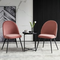 JS blagovaonica, ružičasti baršun, metalne crne noge, set bočnih stolica