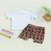 Frobukio Toddler Baby Boys Girls Ljetne odjeće Grafičke majice Kratki rukav Kratke hlače Dizanja Sivi