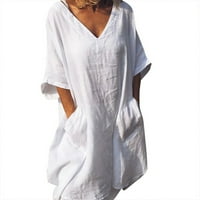 Sendresses za žene bavi se čišćenjem modne žene haljine V-izrez ljeto od pune casual rukave plaže Pockets