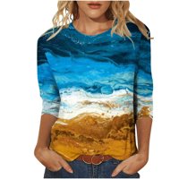 JMntiy ženske modne tiskane majice rukava bluza okrugli vrat Ležerne prilike za uklanjanje vrhova