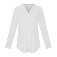 Ženski ležerni dugi rukavši proljeće ljeto V izrez Loose Fit T majice Čvrsti osnovni dressistični bluze