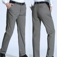 Muška zimska topla runo Stretch ravne chino hlače Poslovne pantalone tamno siva 2xl