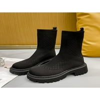 Ymiytan ženske čizme za čarape Chunky Heel Elastic Boot Platform zimske cipele ured Ležerne prilike crne 4,5