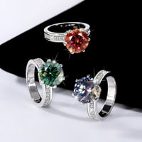 3ct moissanite dijamantni prstenovi za žene crveno zeleno žuti okrugli rez D boja VVS angažman prstenovi