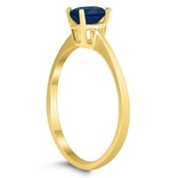 Ženski ovalni pasijans 6x safirni prsten u 10k žuto zlato