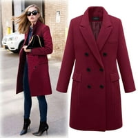 Jakne kaputi za ženska posadna vrata dugih rukava zimska vuna tanka kaput jakna od kaputa dame tanki