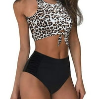 Set Leopard Bikini High Squist Tankini seksi kupaći kostimi kupaći kostime za žene