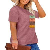 Majine majice Anbech Plus veličine za žene Grafičke mame, majica kratkih rukava s okruglim vratom