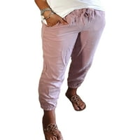 Lounge hlače za žene obične tapke hlače visoke struke Slim Fit izvlačenja struka pantalone