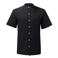 Crne majice za muškarce muško ljetno casual veznog ruba čvrsta košulja kratkih rukava sa ovratnikom