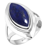Sterling srebrni prsten za žene - Tinejdžeri Plavi prirodni Lapis Lazuli Gemstone Silver Ring Seach Rottle modna srebrna prstena Veličina vjenčanja za djevojku prijatelju Srebrni nakit