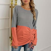 Vivianyo HD džemperi za žene Clearence Plus Veličina Žene Modni labavi pulover SPLICING LOGH rukavi