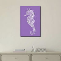 Zidna platna Wll Art - Seahorse s prekrasnim uzorkama na ljubičastoj pozadini - Giclee Print i istegnuta