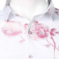 Muški hipster 3D ruža DEIGN Slim Fit dugi rukav dugački rub up haljine zCL bijeli ružičasti medij
