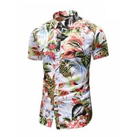 Tobchonp Havajska majica Muška modna cvijeta Geometrijska tiskana bluza Jednosmjerna plaža kratkih rukava