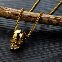Ogrlica s lubanjem Titanijum čelik Chic Retro gotički privjesak za muškarce Dječak privjesak i lanac zlatni