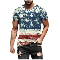 Workout mišićne majice za muškarce casual kratkih rukava Crewneck 4. jula Američka zastava Štampaj majica Slim Fit grafički bluza vrhovi