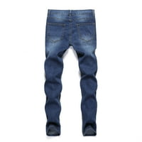 Hanas muške hlače Muška povremena rupa-rupa bijela Slim Fit traper hlače modni chinos jeans plavi xl