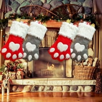 Božićne čarape za božićne i sive dugodlake Pas čarape Pet kamin Viseći čarape za božićne čarape