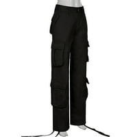 Hippie stil niske struke teretni pantalone za žene modne ulične multi džepove pune dužine hlače traperice