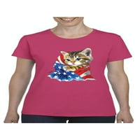 Normalno je dosadno - Ženska majica kratki rukav, do žena Veličina 3XL - Američka zastava 4. jula Kitty