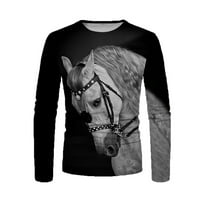 T-majice Bluza bavi se klirensom konj retro 3D štampanje okrugle vrata muške proljeće i jesenja majica