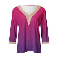 Ženski gradijentni ispisani blusi temperamentni košulje Casual Dressy Tops Comfy Loose Fit Thirts Crochet