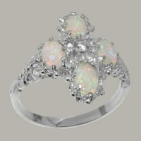 Britanci napravio 14k bijeli zlatni kubični cirkonijski i Opal Womens Ring - Veličine opcije - veličine
