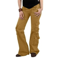 Amidoa ženske teretne hlače visoki struk ravno široka noga Y2K hipi pantalone sa džepovima labave casual