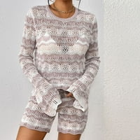 Džemper za žene za žene Dvodijelni džemper s dugim rukavima sa pletenim kratkim hlačama salon za salon