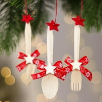 CHAOLEI Božićni ukrasni ukrasi Božićne drvene vilice i kašike ukrasne kreativnosti i kašičice postavljaju ukrasni privjesak za božićne dekor božićne zabave Domaći ukrasi