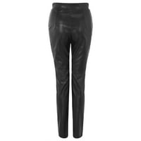 Advoicd kožne pantalone za žene Ženske visoke struke široke noge PU kožne hlače culottes crne s