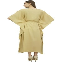 Bimba ženska beige Caftana haljina kimono rukava s aari rade dugački kaftan-22