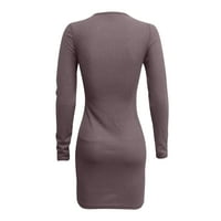 Yuwegr Žene Ležerne tople haljine čvrsta pletena haljina patentni patentni džemper s dugim rukavima