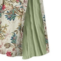 Cvjetni patch haljina labava rukava za žene O-izrez Vintage Print Haljina Maxi Ženska haljina Ženska