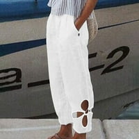 CACOMMARK PI Clearence ženska ljetna casual labava pamučna i posteljina džepa hlače hlače