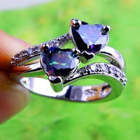 RUZIYOOG MATERS DAN Pokloni Pokloni za žene Žene Famale Fashion Lover Nakit Heart Cut Rainbow & White Gemstone prsten MAJKA DANAS