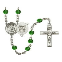Svrta anđela mornarica Srebrna krunica može zelena vatra polirana perle Crucifi Veličina medaljine šarm