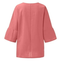 FVWitlyh smeđa majica ženske plus veličine vrhova kratkih rukava Flowy majice casual bluze Tunic vrhovi