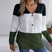 Ženski kardigan sweterwinter pleteni džep u boji dugi rukavac dugi rukav džemper