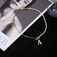 Zlatna početna biserna ogrlica za žene 14K pozlaćeni paperclip link lanac ogrlica Choker toggle kopča